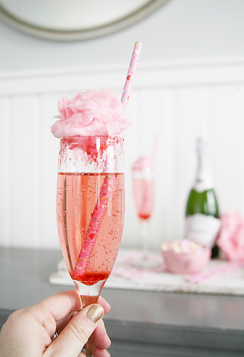 Cotton Candy Champagne for Valentine's Day or Galentine's Day Parties