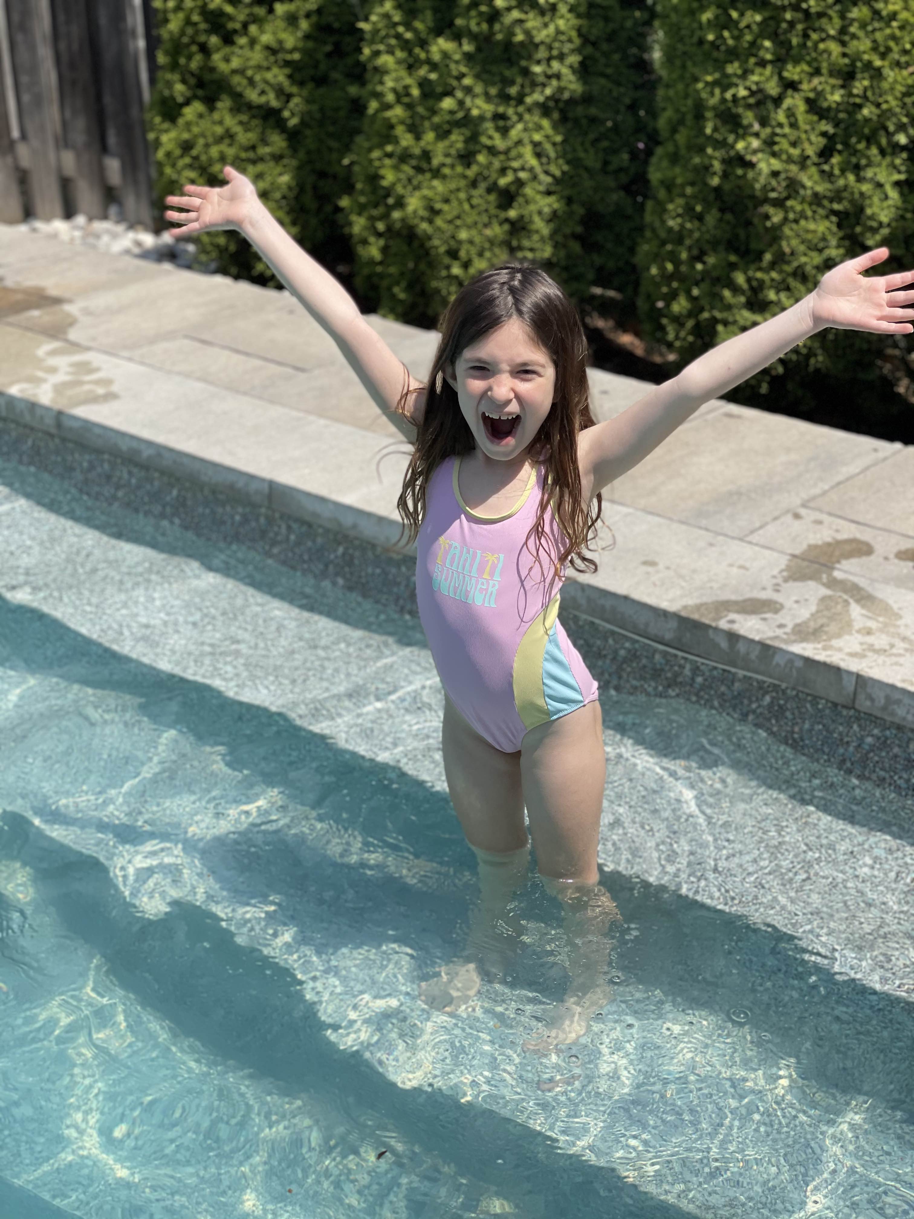 happy girl in the pool