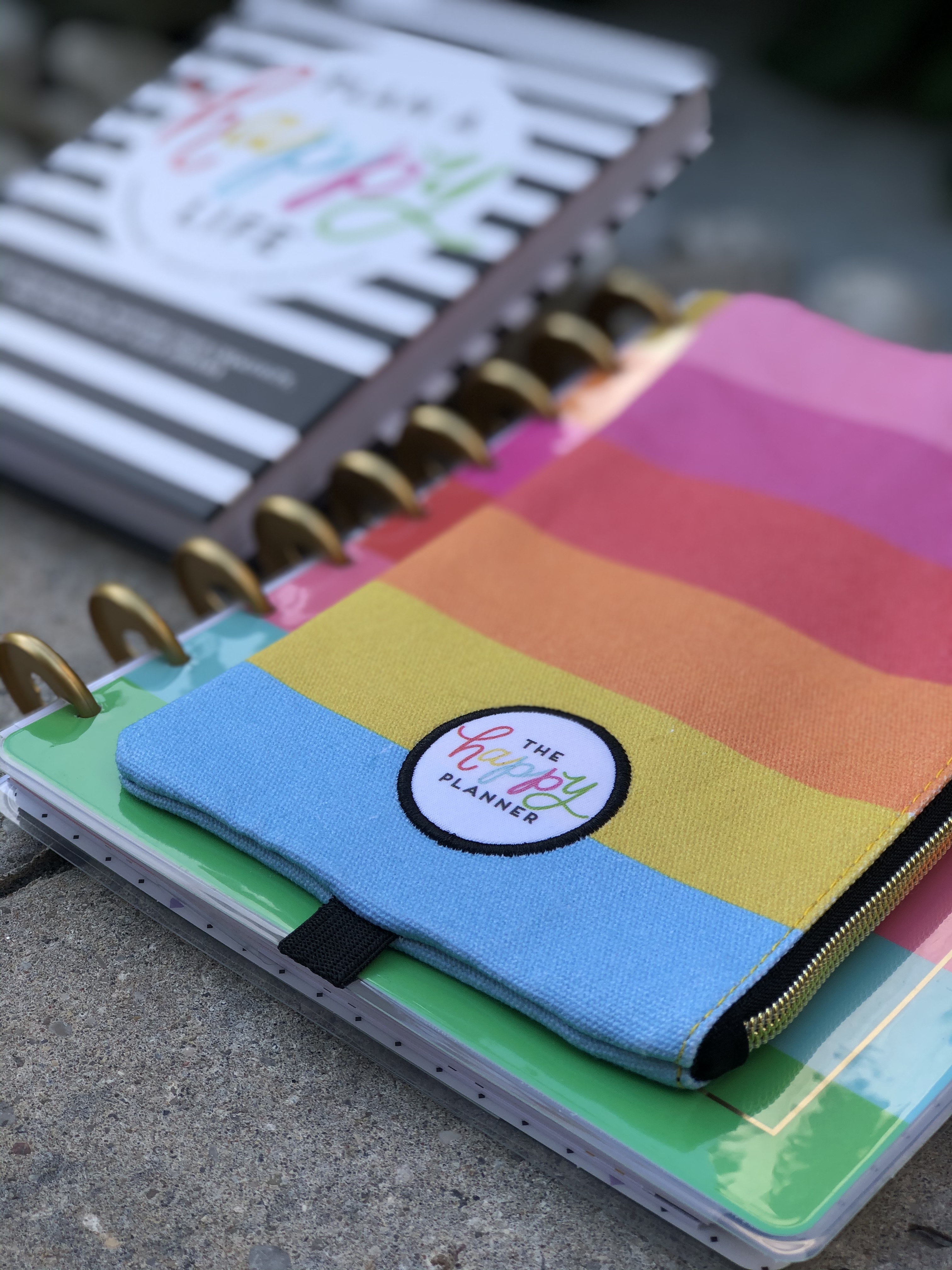 Colourful pencil case and planner