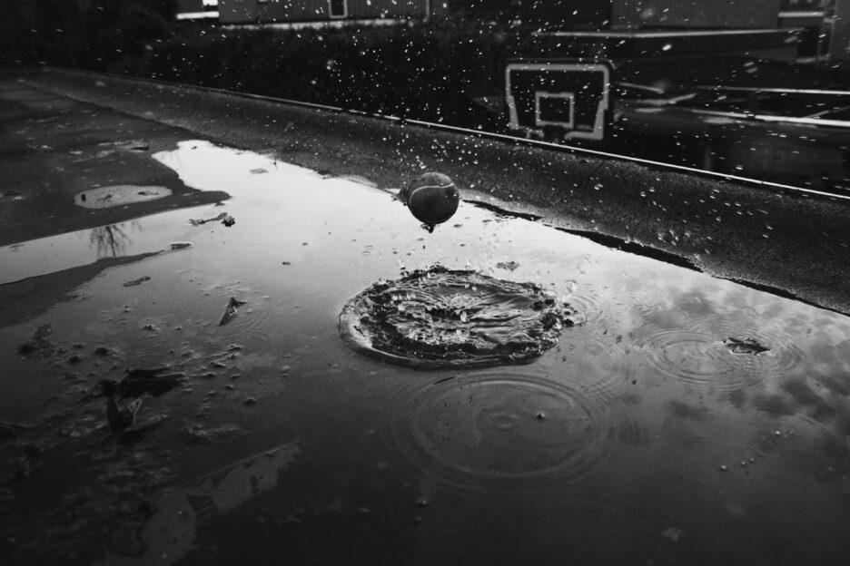 basketball in a puddle